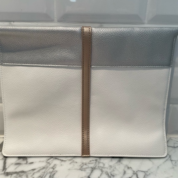Saks Fifth Ave White Leather Clutch - Picture 2 of 7